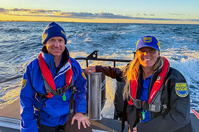 MRQ volunteers on a boat