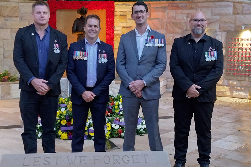 Justin Nicholls at an ANZAC Day service at Currumbin
