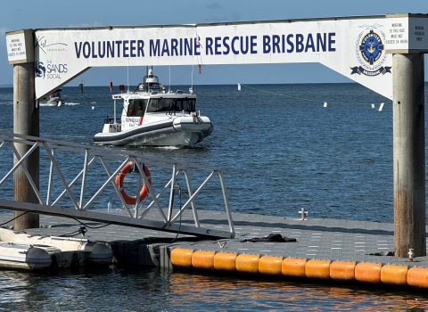 Boat pulling into the dock at VMR Brisbane